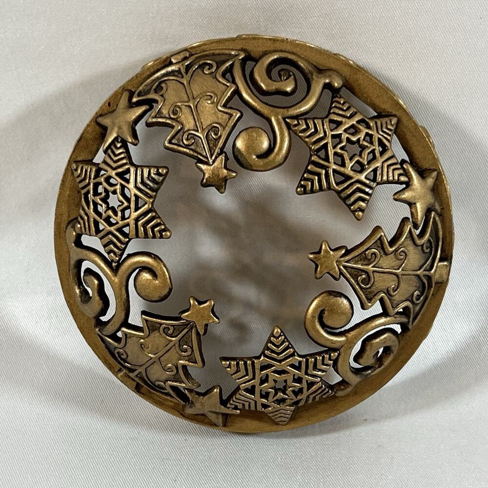 Yankee Candle Illuma Gold Lid Topper Christmas Tree Star Snowflake Top Brass